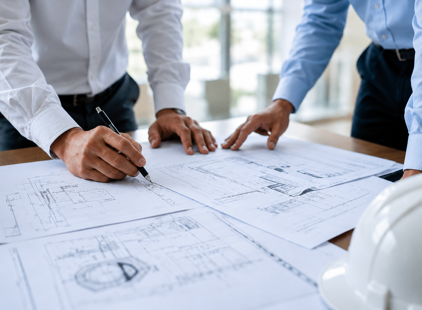 مهندسو AIRO يراجعون المخططات الهندسية للمشروع
